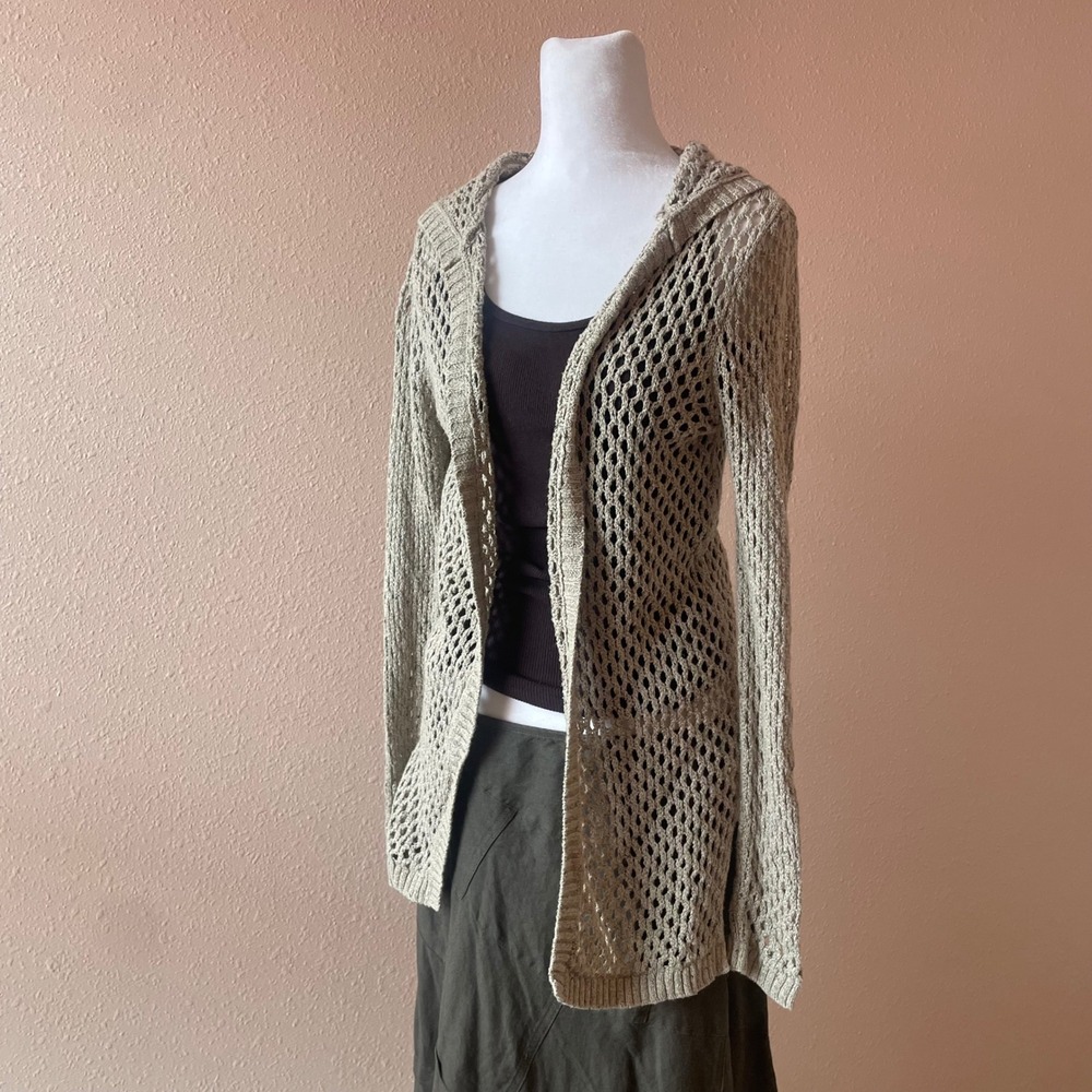 Coastal Boho Y2K‎ Fishnet Linen Cotton Cardigan